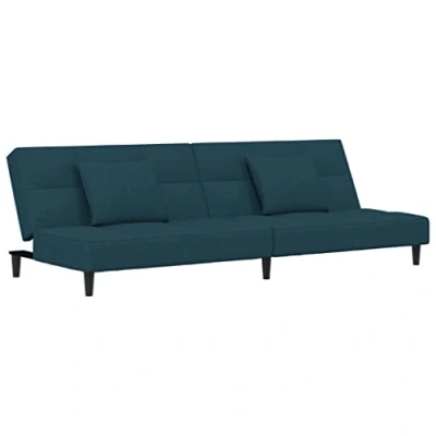 Image de vidaXL Canapé lit à 2 places avec deux oreillers bleu velours375846