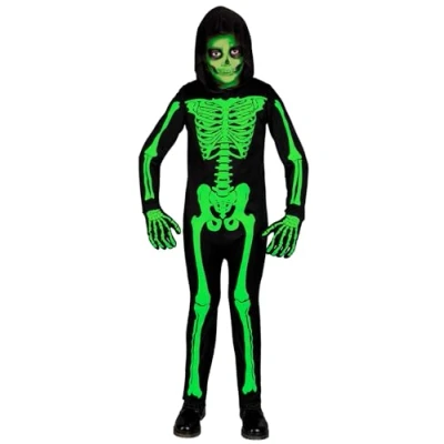 Afbeelding van Widmann Spook &amp; Skelet Kostuum Misselijkmakend Groen Kind Groen, Zwart Maat 128 Halloween Verkleedkleding