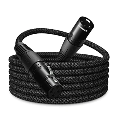 Afbeelding van SONICAKE Microfoonkabel XLR mannelijk naar vrouwelijk 3 polig nylon gevlochten kabel zwart (2M)