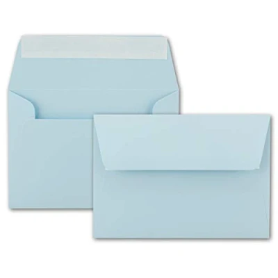 Afbeelding van 25 enveloppen B6 lichtblauw 12,5 x 17,5 cm zelfklevend 120 g/m² brede sluitlus hoogwaardige uitnodigingsenveloppen
