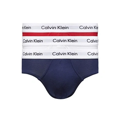 Image de Calvin Klein Slip hip pour homme en coton stretch, Multicolore (blanc/rouge gingeer/bleu pyro), S