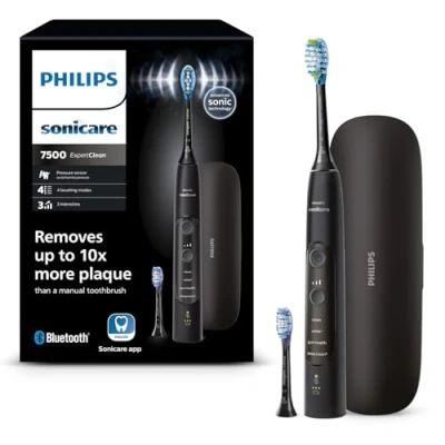 Afbeelding van Philips Sonicare ExpertClean 7500 elektrische tandenborstel, tandenborstel met app, 4 poetsmodi en 3 intensiteitsniveaus, druksensor, zwart, model HX9631/16