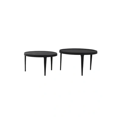 Afbeelding van Light &amp; Living Salontafel TOBIAS Ø75x44cm Zwart Set van 2