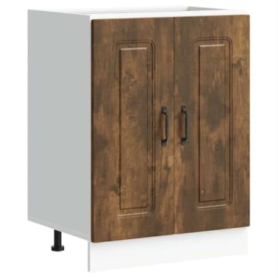 Afbeelding van vidaXL Spoelbakonderkast Kalmar 60x46x81,5cm bewerkt hout gerookteiken