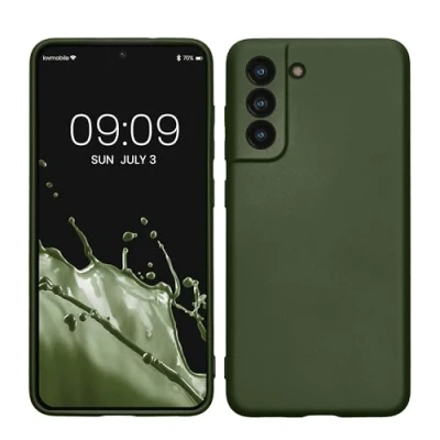 Afbeelding van kwmobile telefoonhoesje geschikt voor Samsung Galaxy S21 FE Hoesje smartphone Back cover in metallic dennengroen