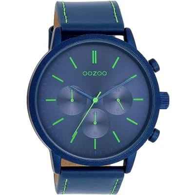 Afbeelding van OOZOO Timepieces Donker blauwe horloge met leren band C11205
