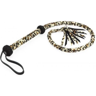 Afbeelding van Rimba Bondage Play Korte suède Bullwhip panter print