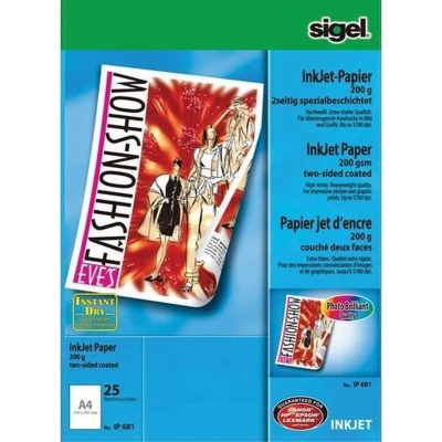 Afbeelding van Inkjetpapier Sigel A4 200grs hoogwit 25 vel speciale coatin