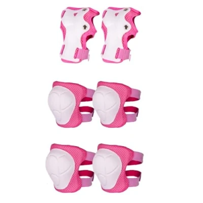Afbeelding van sun baby Beschermset voor kinderen knie , elleboog en polsbeschermers geschikt fiets, skeelers step Maat M, Roze Ellenbogen Handgelenk Schoner, flexibele klittenbandbanden
