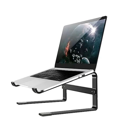 Afbeelding van MMOBIEL Laptop Standaard Hoog Stand 10 tot 18 inch Geventileerde Houder Universeel Verhoger voor MacBook, Notebook, ASUS en meer Incl. Gereedschap Zwart Aluminium