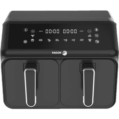 Afbeelding van Airfryer 8L FAGOR Olievrije friteuse 2 tanks van 4L 2200W 8 programma&#039;s Zwart
