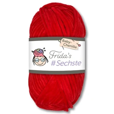 Afbeelding van Frida&#039;s Wollhaus Amigurumi wol, zesde chenille garen, babywol, voor breien en haken, fluweelachtig, 30 kleuren (748, rood)
