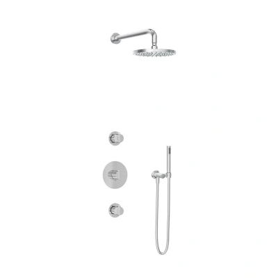 Afbeelding van Hotbath Get together Regendoucheset IBS1 Chroom Staaf Handdouche 20cm Hoofddouche Wandarm 35cm met wandhouder