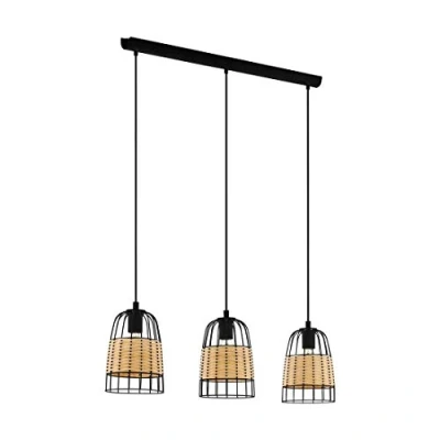 Afbeelding van EGLO Anwick Hanglamp E27 88 cm Zwart/Rotan