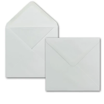 Afbeelding van 50 vierkante enveloppen 15 x cm wit 100 g/m² nat lijmen met puntige afsluitklep voor speciale gelegenheden