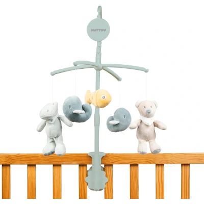 Afbeelding van Nattou Baby Muziek Box Mobiel Romeo, Jules en Sally Marmergroen