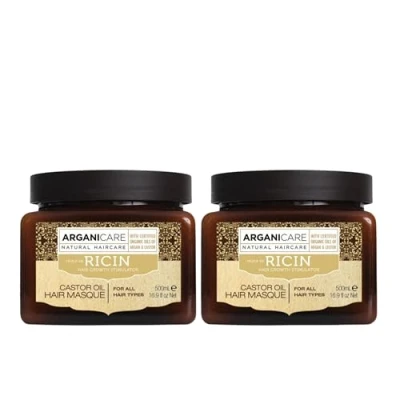 Afbeelding van ARGANICARE Versterkend masker Bestrijdt breuk Versterkt en herbouwt de haarvezel Stimuleert groei, voedt hydrateert het haar Gemaakt in Frankrijk Set van 2 x 500 ml