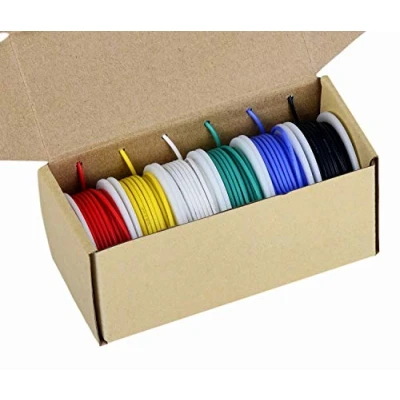Afbeelding van Elektriciteitsdraad, kleurrijke draadset 20 AWG, flexibele siliconendraad (6 spoelen in verschillende kleuren van 7 meter) 600 V geïsoleerde draad, bestand tegen hoge temperaturen