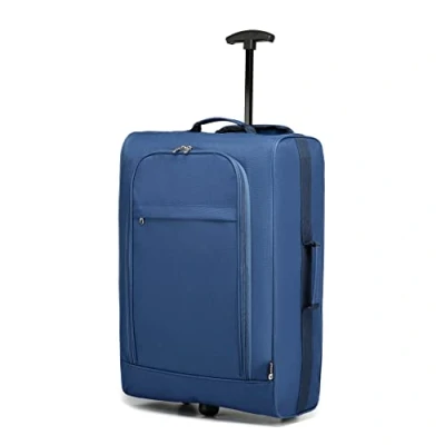 Afbeelding van Kono Handbagage, zacht, licht, met 2 wielen, vliegtuig, reizen, bagage, van 600D polyester, Marine.