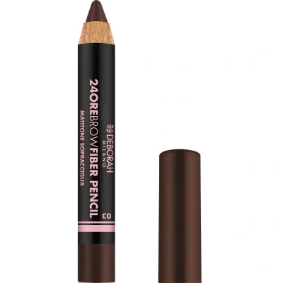 Afbeelding van Deborah Milano 24 uur Brow Fiber Pencil, 03 Dark Brown, wenkbrauwstift met natuurlijke vezels, waterdicht en langdurig, vult volumiseert de wenkbrauwen, 0,3 g