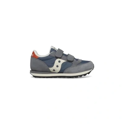 Afbeelding van Saucony JAZZ Double Unisex Sneakers laag voor kinderen, Maat: 33, Grey/blue/orange Leer/ synthetisch