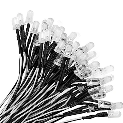 Afbeelding van YIXISI 100 stuks 12 V diodes LED pre bedraad ronde top lamp, 5 mm diode lamp voor doe het zelf auto speelgoed boten feesten (wit)