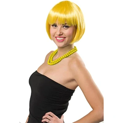 Afbeelding van Folat pruik Bob geel neon Carnaval accessoires Pruiken