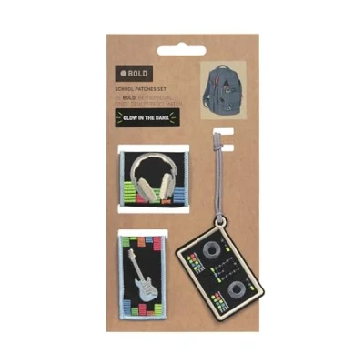 Afbeelding van LÄSSIG Set van 2 hangers en patches met drukknop Bold Match School Muziek Muziekmotieven, M, patches, motieven,