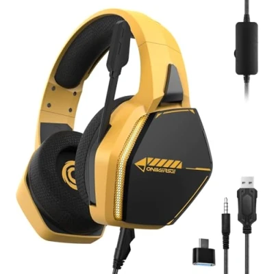 Image de Casque Gaming Filaire Oniverse Nebula LED pour PS5 PS4 Switch Xbox PC Mac Jaune
