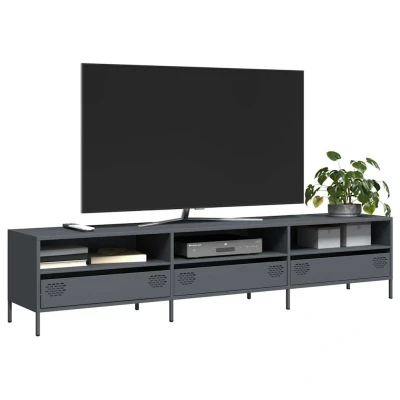 Afbeelding van vidaXL Tv meubel 202x39x43,5 cm koudgewalst staal antracietkleurig