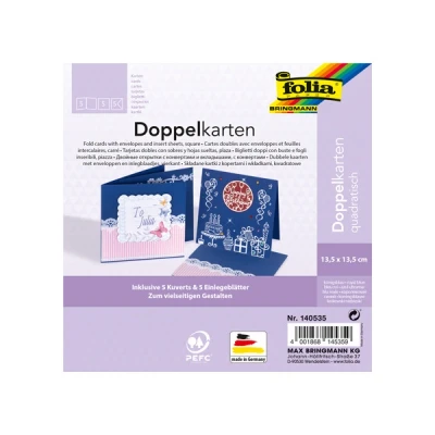 Image de Folia cartes de voeux 13,5 x cm bleu foncé (5 pièces)