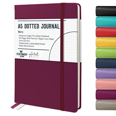 Afbeelding van Stationery Island A5 Bullet Dotted dagboek Framboos kleur Gestippeld dagboek. Harde Kaft dot Journal Met 180 Paginas En 120gsm notitieboek. van hoge kwaliteit, Notebook