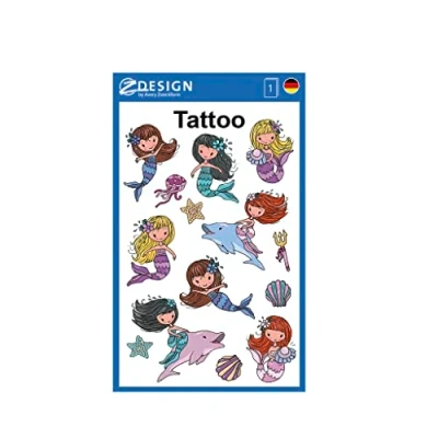 Afbeelding van Tattoo etiket Z design Kids pakje a 1 vel zeemeerminnen