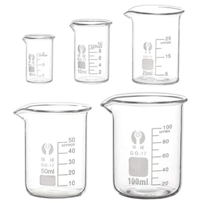 Afbeelding van EsportsMJJ Glazen maatbekers, 5 stuks; verschillende volumes: ml, 10 25 50 100 ml