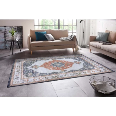 Afbeelding van Vintage Tapijt/Vloerkleed Sehura Blauw/oranje 160x230 Cm