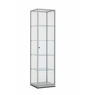 Afbeelding van Vitrinekast 184x80x40cm haaks aluminium profiel met glazen top zonder verlichting