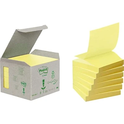 Afbeelding van Post it Recycled Z notes, 100 vel, ft 76 x mm, geel, pak van 6 blokken