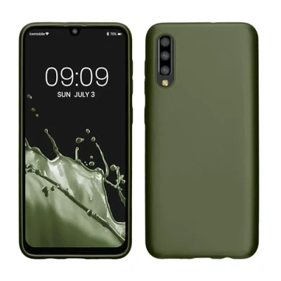 Afbeelding van kwmobile telefoonhoesje geschikt voor Samsung Galaxy A50 Hoesje smartphone Back cover in metallic dennengroen