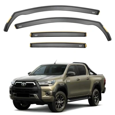 Afbeelding van iSpeed 4 stuks hoogwaardige windschermen voor Toyota Hilux MK8 deurs vanaf 2016 houd je auto geventileerd in de regen vermindert windturbulentie getint kanaaltype