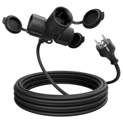Afbeelding van greate verlengkabel 3 buitenstopcontacten 5 m IP44 waterdichte voor buiten voudige stekkerdoos 3500 W outdoor