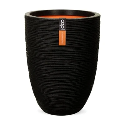Afbeelding van Bloempot Nature Rib elegant laag 36x47 cm zwart KBLR782