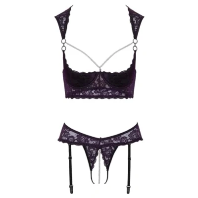 Afbeelding van Cottelli Lingerie Elegante Open Set Donkerpaars