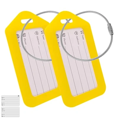Afbeelding van Your Day Mate Set van 2 hoogwaardige bagagelabels met adreslabel, geel, hard plastic, voor vliegreizen, cruise enz