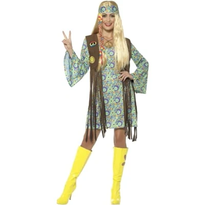 Afbeelding van SMIFFYS Jaren 60 flower power retro kostuum voor vrouwen S