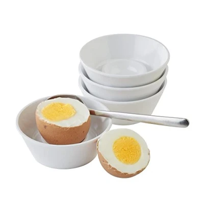 Afbeelding van APS Set van 4 stapelbare eierdopjes melamine met hoge rand, afmetingen: 8 x cm, hoogte 3 kleur: wit