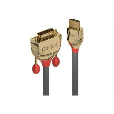 Image de Lindy Gold Line Câble adaptateur HDMI mâle pour DVI D 2 m triple blindage gris