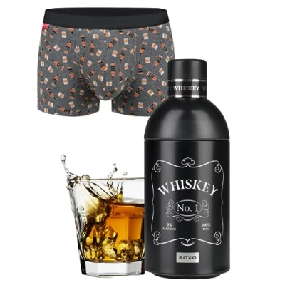 Afbeelding van soxo Boxershorts voor heren, katoen, cadeau, slip, origineel, 3 maten, Whisky