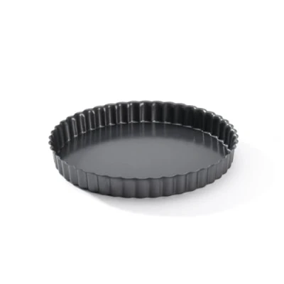 Afbeelding van De Buyer Ronde geribbelde taartvorm met afneembare bodem van anti aanbaklaag Diameter 20 cm Zwart