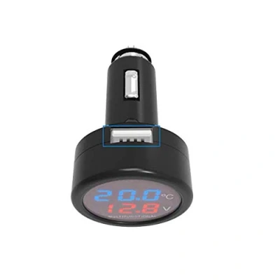 Afbeelding van GOFORJUMP 3 in 1 digitale voltmeter, thermometer 12 V 24 sigarettenaansteker autolader USB