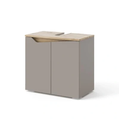Afbeelding van Vicco Wastafelonderkast Marelle, Grijs/Artisanaal eiken, 60 x 57.5 cm met 2 deuren